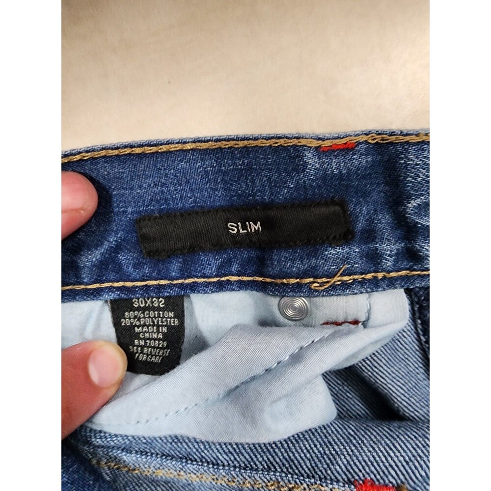 CJ Black Men's Premium Denim Blue Jeans Size 30x32 Slim Distressed
